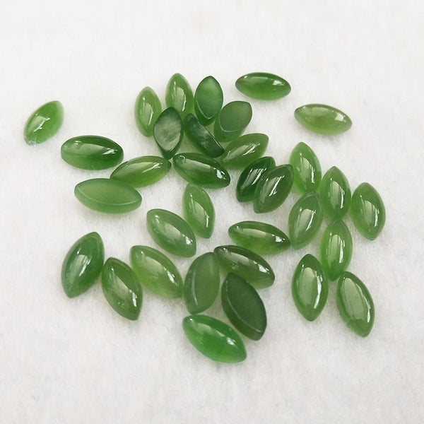 Natural Green Nephrite Jade Marquise Cabochons, Natural Color, AA Grade, 1 Piece, MFCA2308