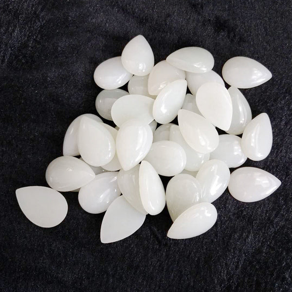 Natural White Nephrite Jade Pear Cabochons, Natural Color, AAA Grade, 1 Piece, MFCA2302