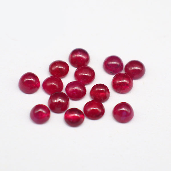 Natural Burmese Ruby Round Cabochons, Natural Color, A Grade, 1 Piece, MFCA1703