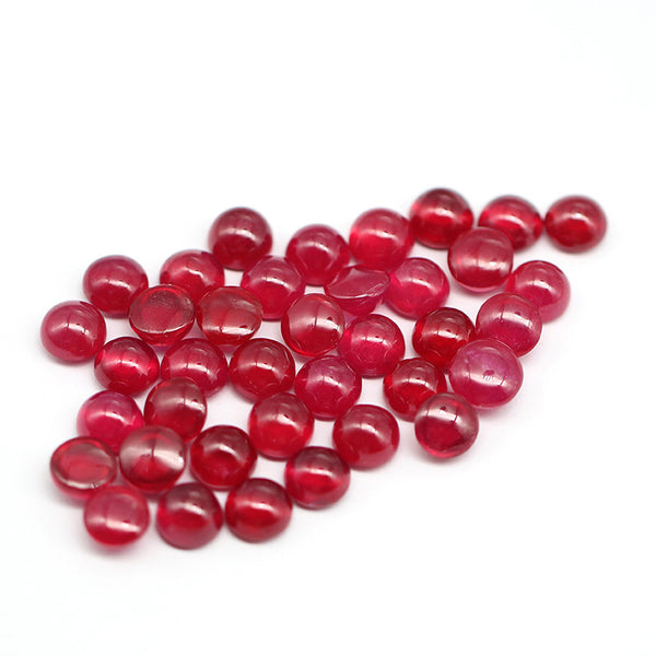 Natural African Ruby Round Cabochons, Heat Treated, AA Grade, 1 Piece, MFCA1701