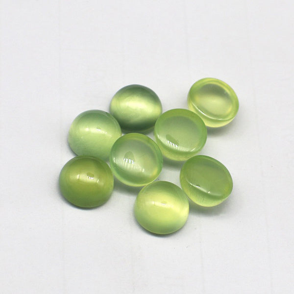 Natural Prehnite Round Cabochons, Natural Color, AA Grade, 1 Piece, MFCA1403