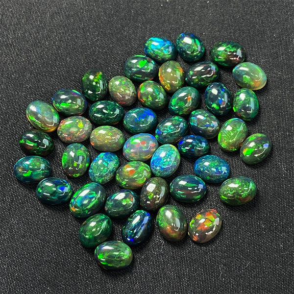 Natural Black Opal Oval Cabochons, Natural Color, AA Grade, 1 Piece, MFCA1904