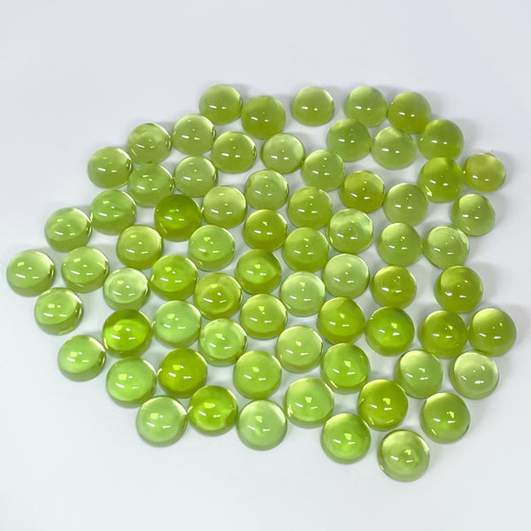 Natural Peridot Round Cabochons, Natural Color, AA Grade, 1 Piece, MFCA2202