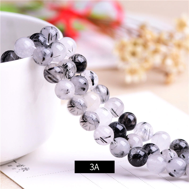 3A/5A Natural Black Fiber Crystal Beads, 4-16mm, 1 Strand, MBGE1010