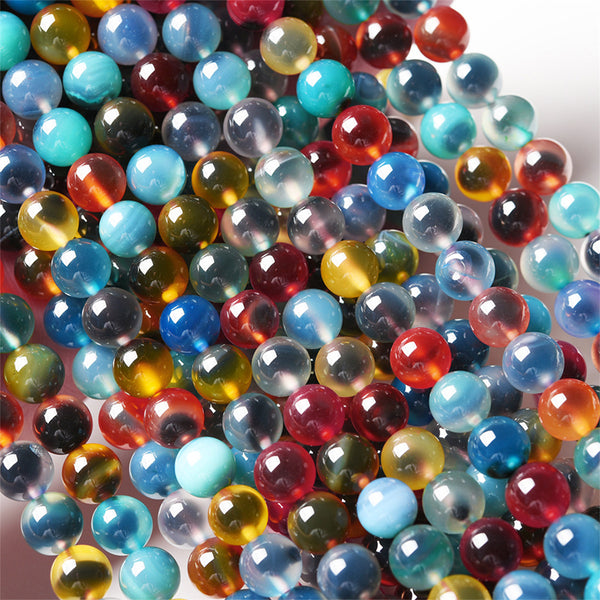 Mixed Color Candy Agate Beads, Dyed, 6/8/10mm, 1 Strand, MBGECAA001