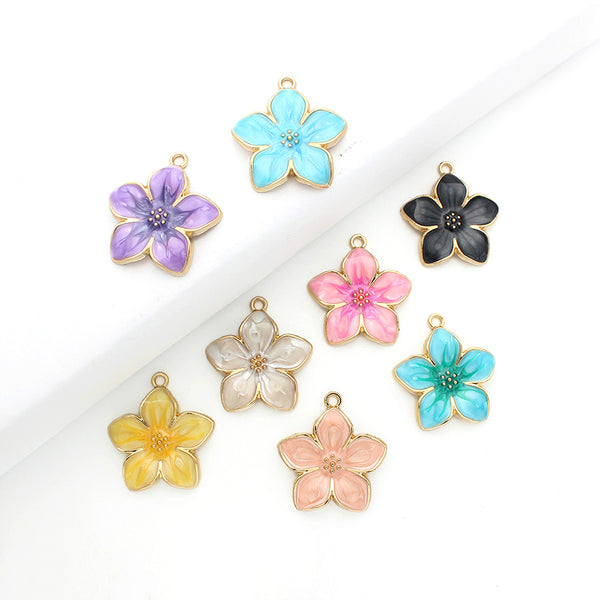 Flower Alloy Enamel Pendant, 1Piece, MFPC4005