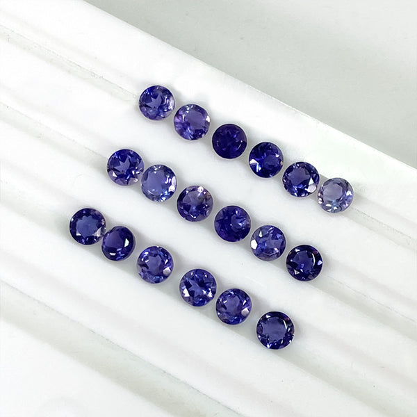 Round Iolite Faceted Gem, Natural Color, Eye Clean, 1 Piece, MFFG1504