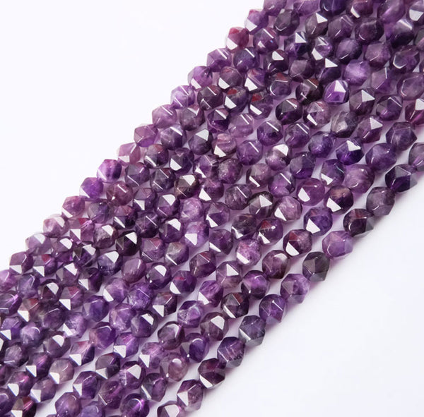 Natural Faceted Amethyst Beads, 8mm, 1 Strand, MBGEAME024