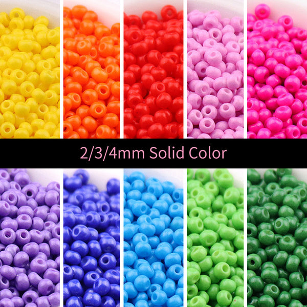 2/3/4mm Solid Color Glass Seed Beads, 10g, MBSE1001