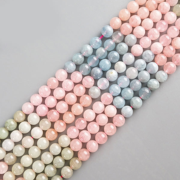 Perle di Morganite Naturale, Colore Gradiente, Provenienti dalle Miniere del Sud Africa, 6/8/10mm, 1 Filo