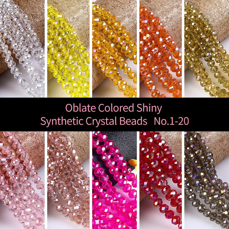 Cuentas de cristal sintético de vidrio facetado brillante de color oblato de 4-10 mm, 1 hebra, No.1-20, MBGL2002