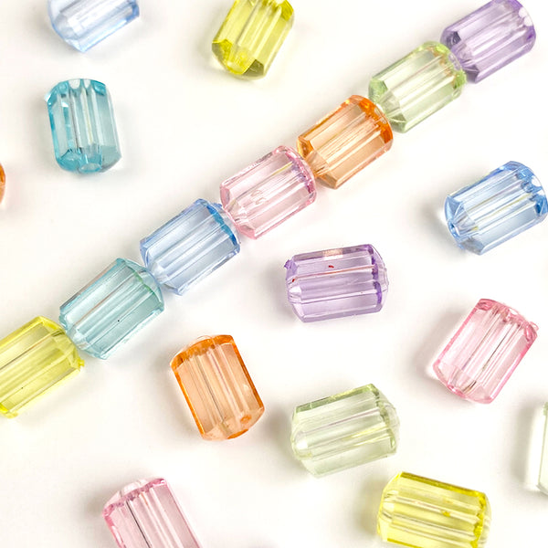 Faceted cylindrical Transparent Acrylic Beads, 500g, MBAC2025