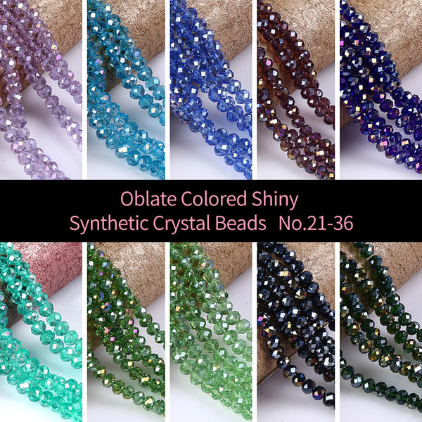 4-10mm Oblate Colored Shiny Faceted Crystal Beads, 1 Strand, No.21-36, MBGL2002