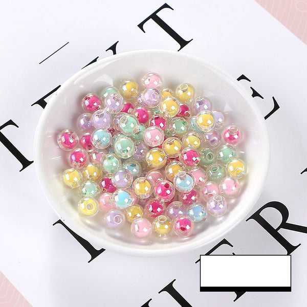 Spherical Plated Colorful Acrylic Bead With Inner Bead, 100g/500g, MBAC6001