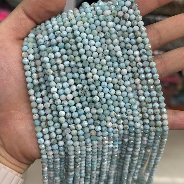 Natural Faceted Larimar Small Beads, Natural Color, 2/3/4mm, 1 Strand, MBGELAR004