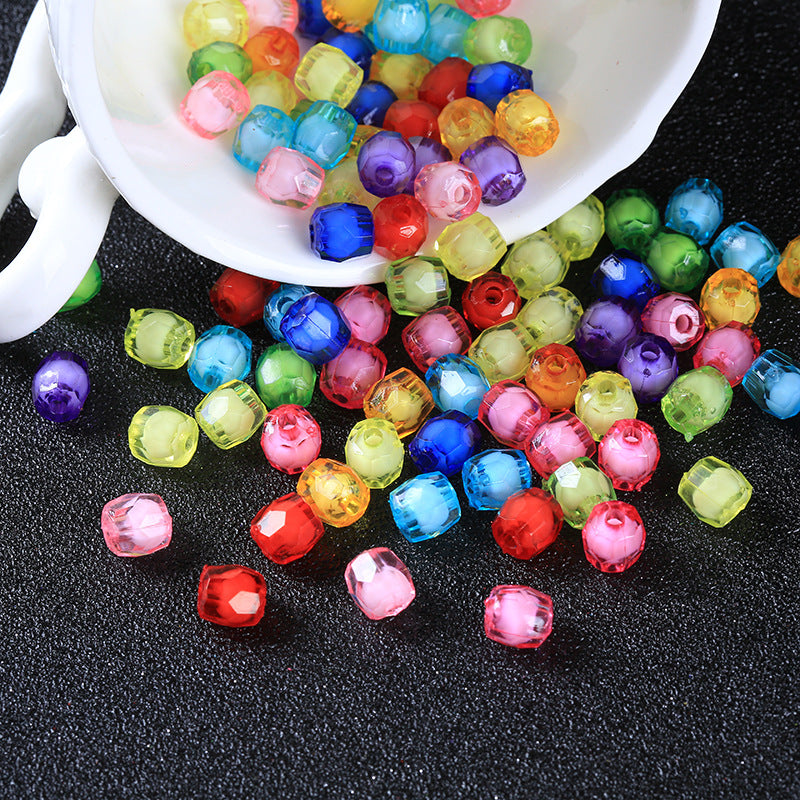 Cylindrical Faceted Transparent Acrylic Bead With Inner Bead, 100g/500g, MBAC2037