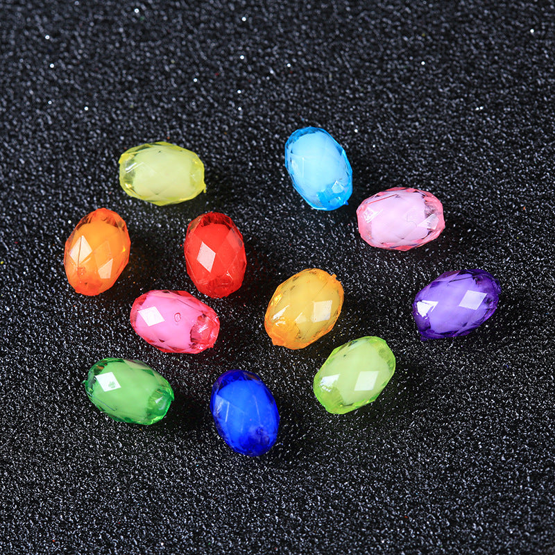 Oval Faceted Transparent Acrylic Bead With Inner Bead, 100g/500g, MBAC2034