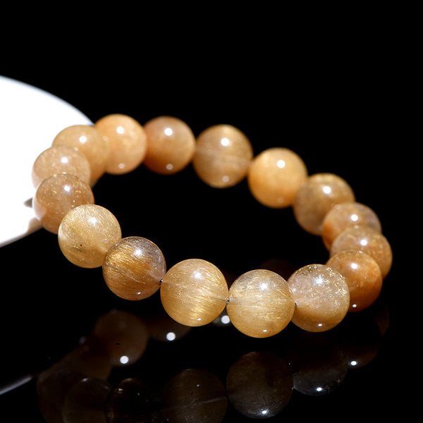 Natural Venus Golden Rutilated Quartz Bracelet, 7/8/9/10/11/12/13/14/15/16mm