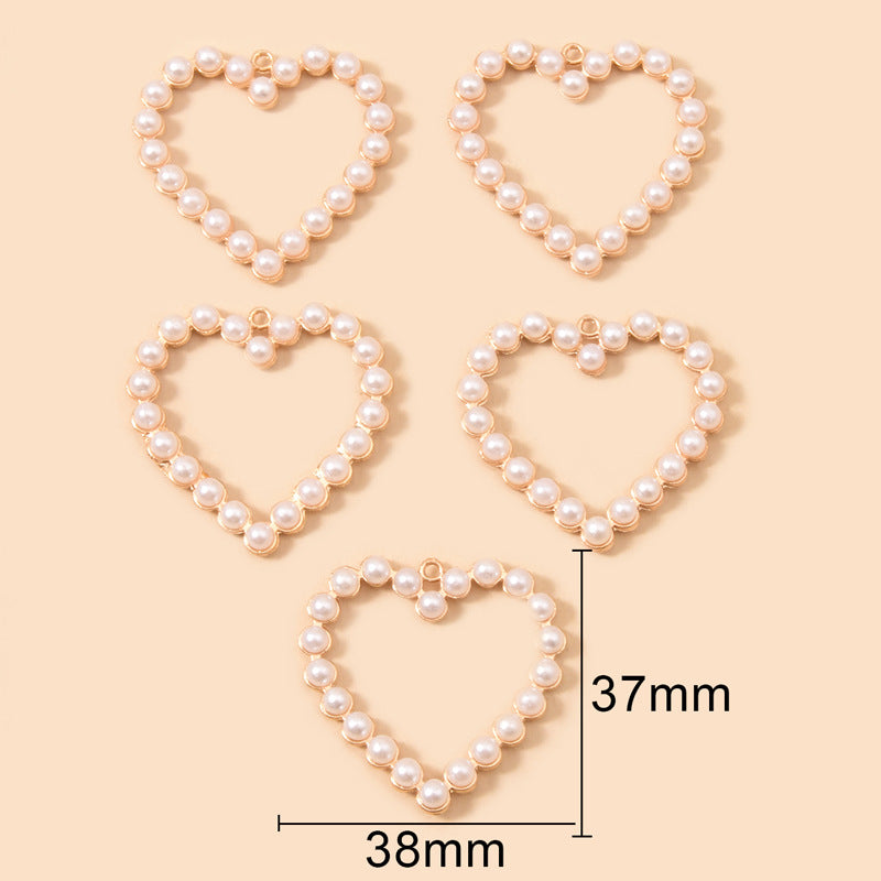 Heart Shape Pearl Alloy Pendant, 1Piece, MFPC6001