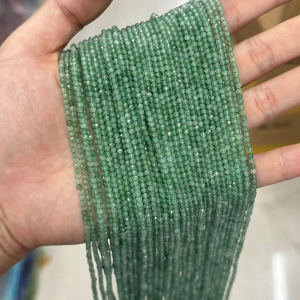 Faceted Natural Green Aventurine Beads, Natural Color, 2/3/4mm, 1 Strand, MBGEAVE015