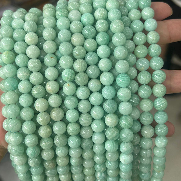 Natural Amazonite Beads, Natural Color, 8/10mm, 1 Strand, MBGEAMA005