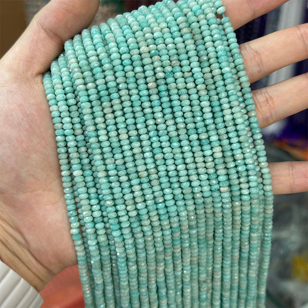 Faceted Flat Natural Amazonite Beads, Natural Color, 2*4mm, 1 Strand, MBGEAMA031