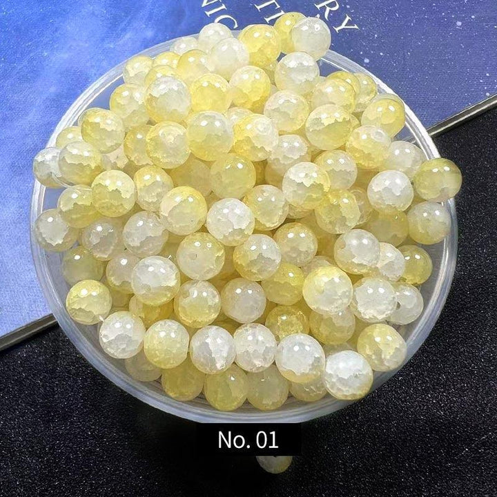 8mm Ice Crack Glass Beads, Style C, MBGL013 - kokodiy