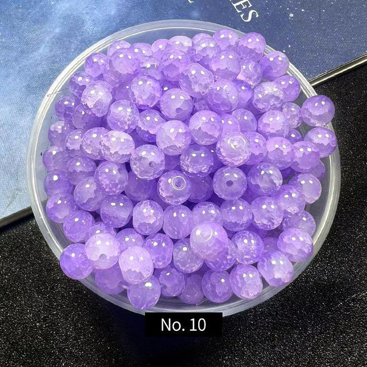 8mm Ice Crack Glass Beads, Style C, MBGL013 - kokodiy