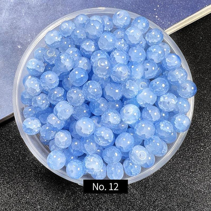 8mm Ice Crack Glass Beads, Style C, MBGL013 - kokodiy