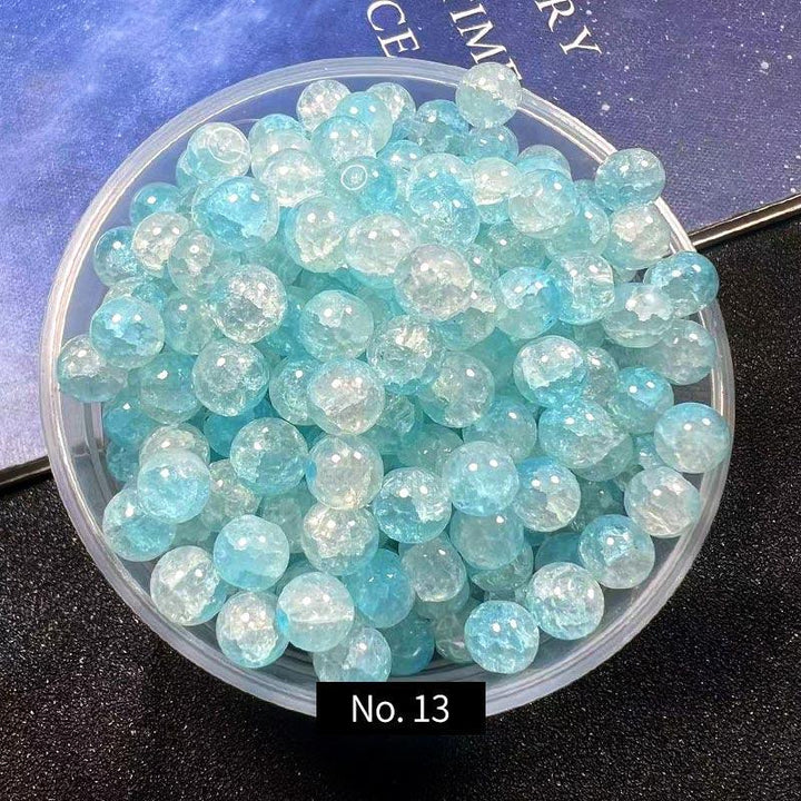 8mm Ice Crack Glass Beads, Style C, MBGL013 - kokodiy