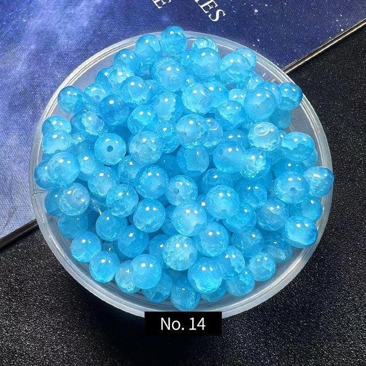 8mm Ice Crack Glass Beads, Style C, MBGL013 - kokodiy