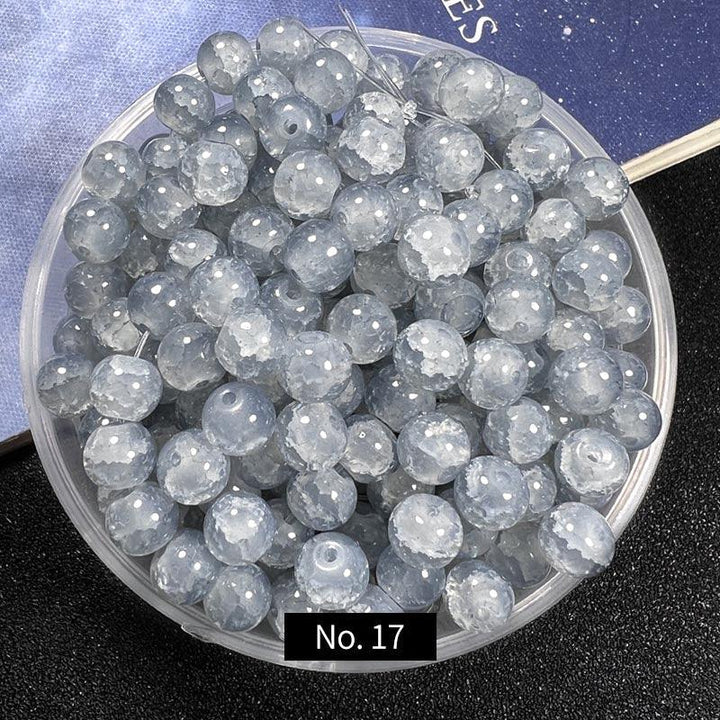 8mm Ice Crack Glass Beads, Style C, MBGL013 - kokodiy