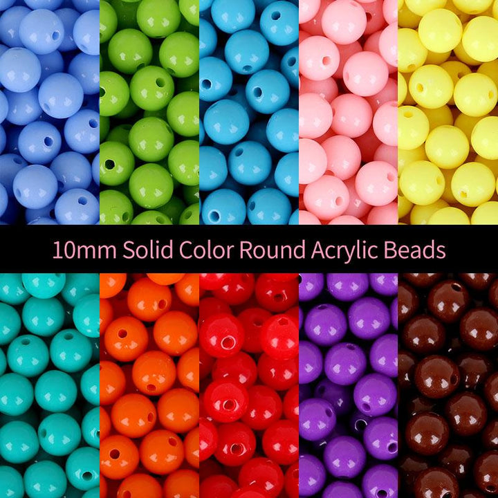 10mm Solid Color Round Acrylic Beads , MBAC1002 - kokodiy