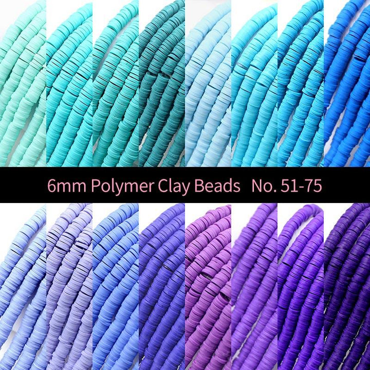 6mm Polymer Clay Beads, MBCL004, No.51-75 - kokodiy