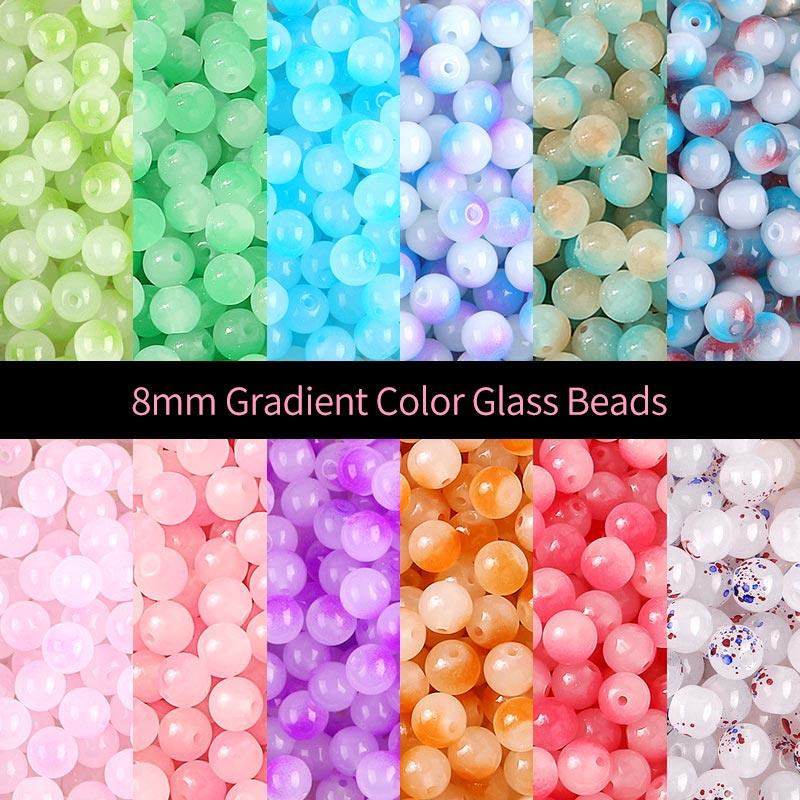 8mm Gradient Color Glass Beads, MBGL001 - kokodiy