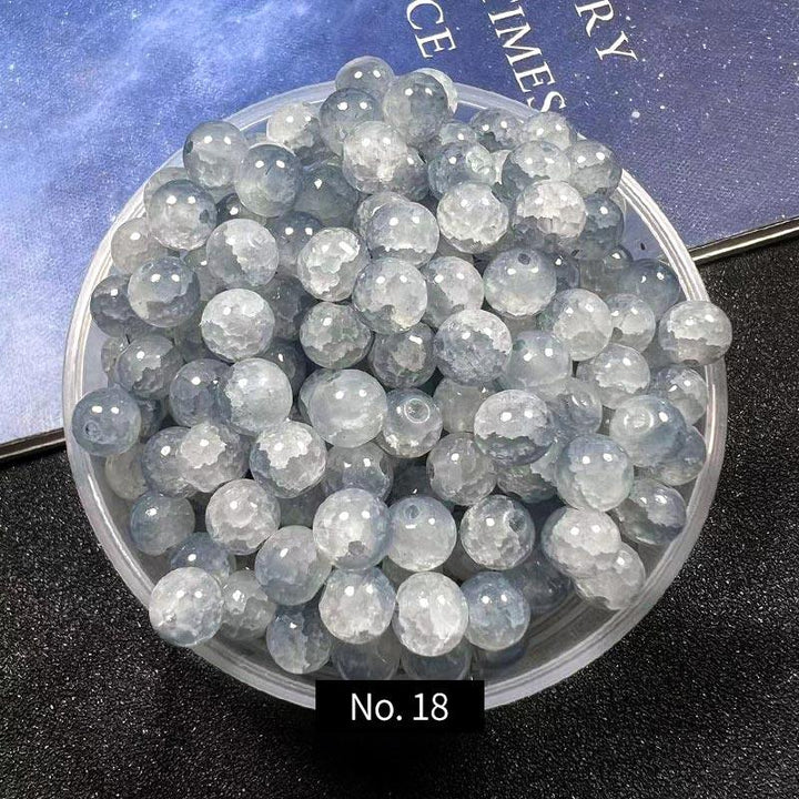 8mm Ice Crack Glass Beads, Style C, MBGL013 - kokodiy