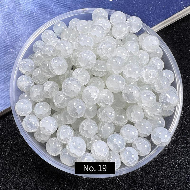 8mm Ice Crack Glass Beads, Style C, MBGL013 - kokodiy