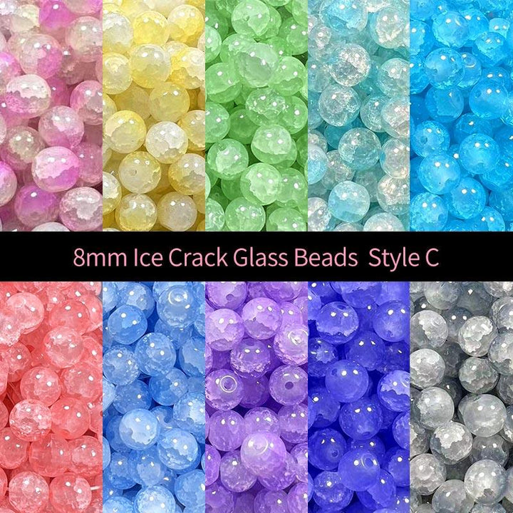 8mm Ice Crack Glass Beads, Style C, MBGL013 - kokodiy