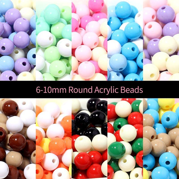 6-10mm Round Acrylic Beads, MBAC001 - kokodiy